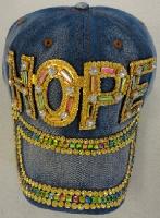 Denim Hat with Bling [HOPE] Gold